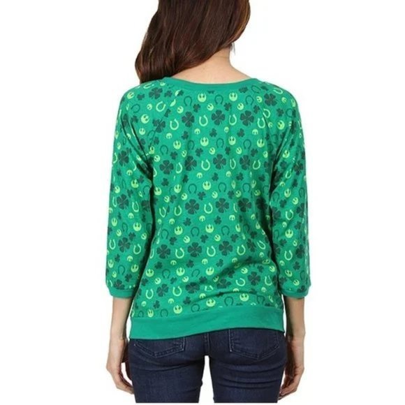 Star Wars Yoda Luck of the Jedi‎ Green St. Patrick's Day Shirt 3/4 Sleeves - Picture 3 of 6